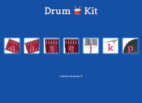 screenshot of drum kit app